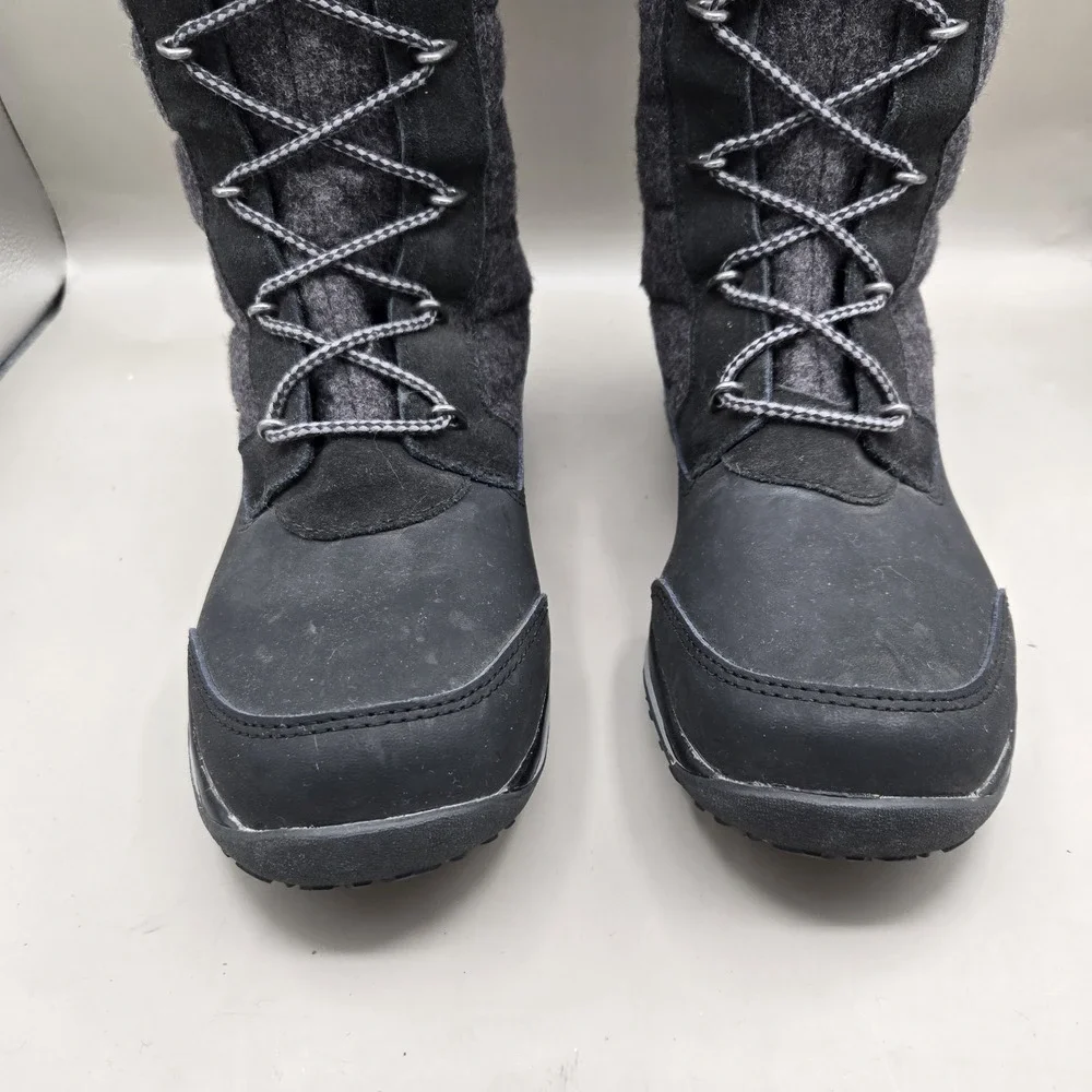 Salomon Women's Hime High Winter Boots Quilted Black Charcoal Clima Dry Size 7.5